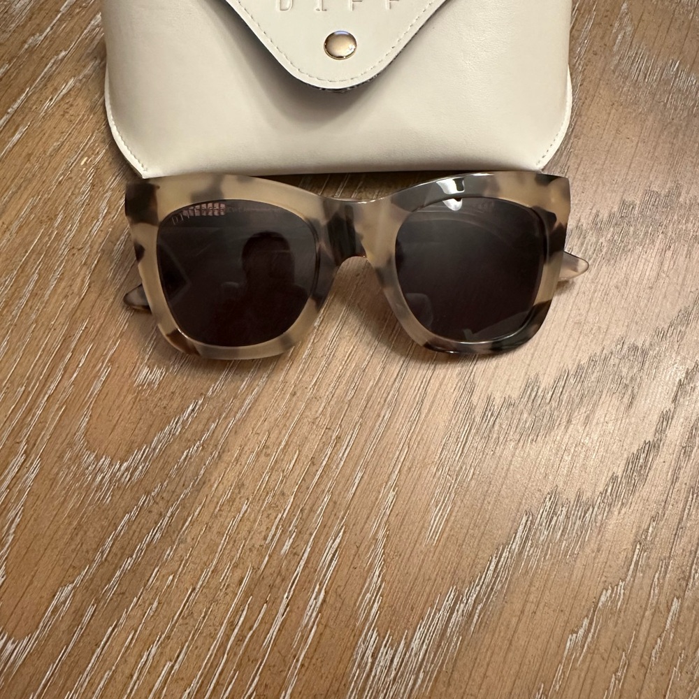 Diff Eyewear Tortoiseshell Beige Gray Square Sunglasses